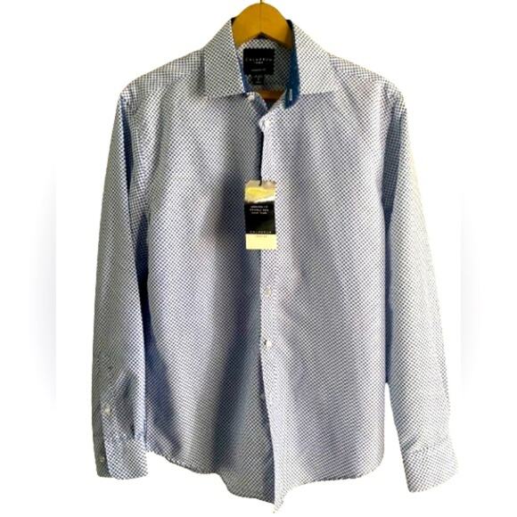 NWT Calabrum London Blue White Button Up Long Sleeve Shirt Sz S‎ - Picture 1 of 10